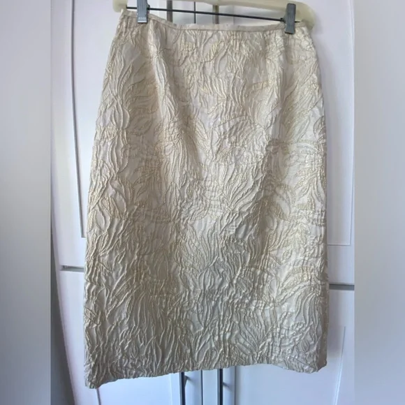 Lafayette 148 New York Gold Floral Jacquard Pencil Skirt $348, Size 4 NWT! - Picture 1 of 5